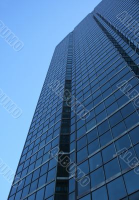 Blue glass-windowed skyscraper