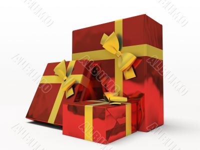 Red gift boxes on white background 3D rendering