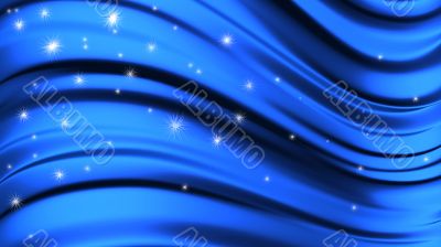  Abstract liquid blue background with little snowflakes 3D rende