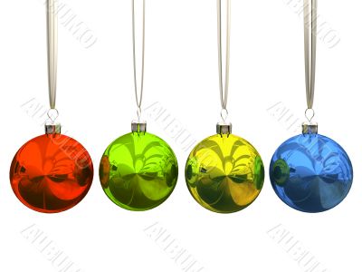 Multicolored christmas balls isolated on white background