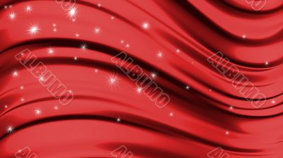 Abstract liquid red background with little snowflakes 3D renderi