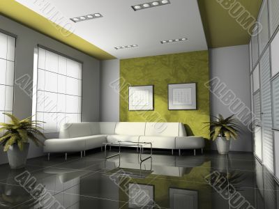 Office interior 3D rendering