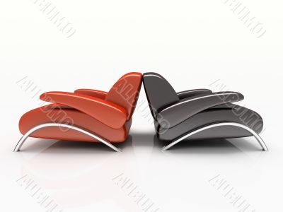Pair of armchairs isolated on white background