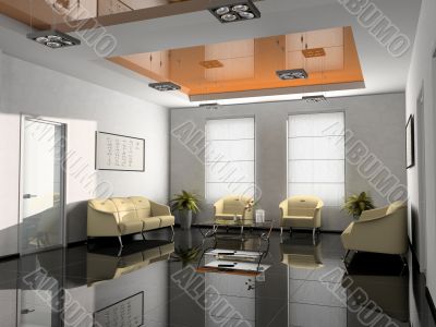 Office interior 3D rendering