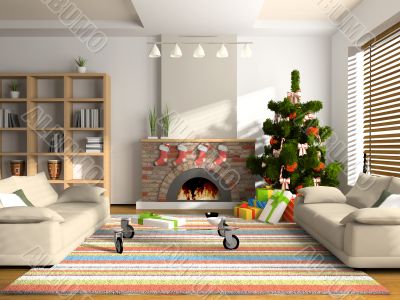 Christmas interior 3D rendering