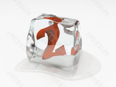 Numeral two in ice cube 3D rendering