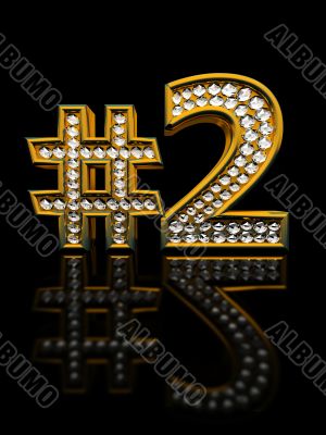Modern numeral two isolated on black background