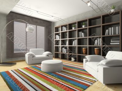 Home interior of drawing-room 3D rendering