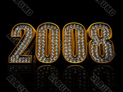  Modern 2008 year isolated on black background