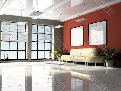 Office interior 3D rendering
