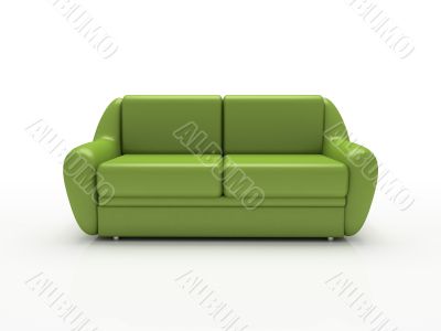 Green sofa on white background  insulated 3d