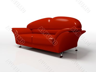Red sofa isolated on white background 3D