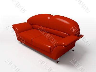 Red sofa isolated on white background 3D