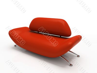 Red sofa on white background