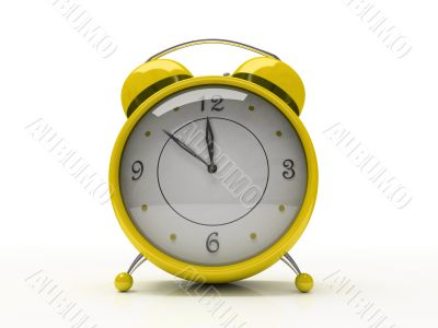 Yellow alarm clock isolated on white background 3D
