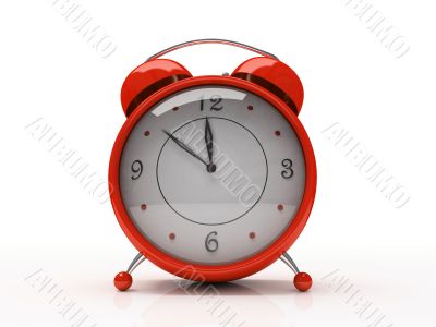Red alarm clock isolated on white background 3D