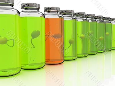 Several banks with sperm on white background