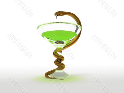 Golden snake on white background medical symbol