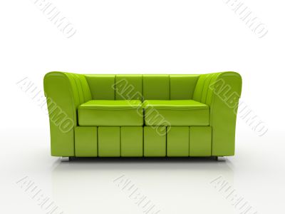 Green sofa on white background  insulated 3d