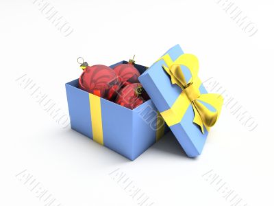 Christmas ball in box isolated over white