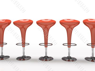 Stylish red cafeteria chair isolated on black background