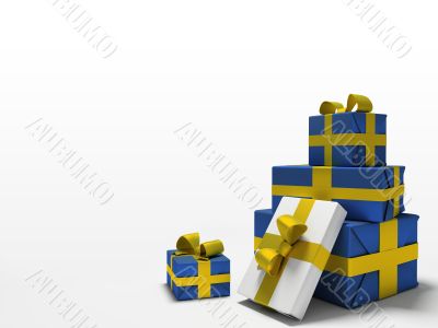 Colour gift boxes on white background