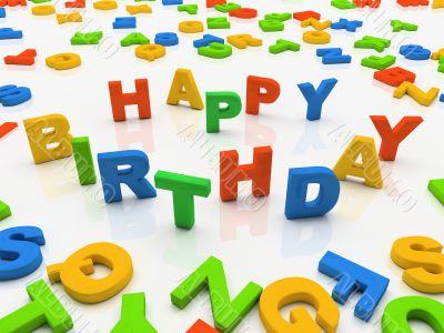 Colourful letters isolated on white background Happy Birthday