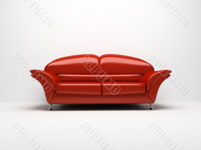 Red sofa isolated on white background