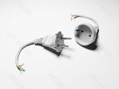 Outlet and connector on white background