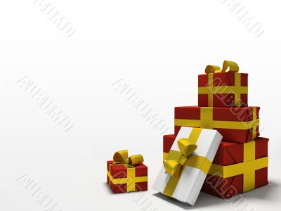 Colour gift boxes on white background