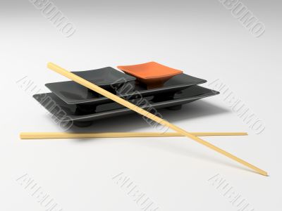 Traditional japanese set of chiha with sticks