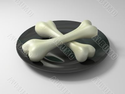 Black plate with bone