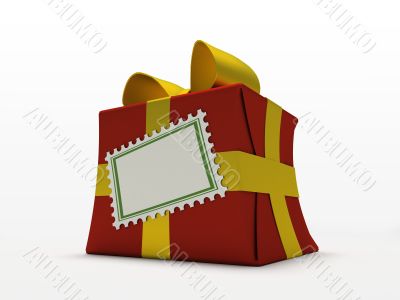 Red gift box isolated on white background