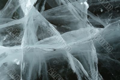Cracked ice reminding the letter `A`