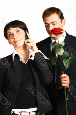 tries to present it a flower