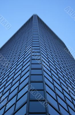 Angle view of a glass-windowed skyscraper
