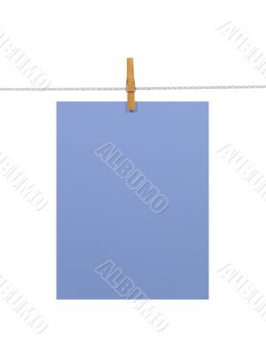 Purple-blue paper sheet on a clothes line (+2 clipping paths)