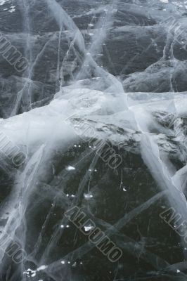 Cracked ice resambling the letter `A`