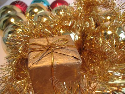 Golden christmas gift box