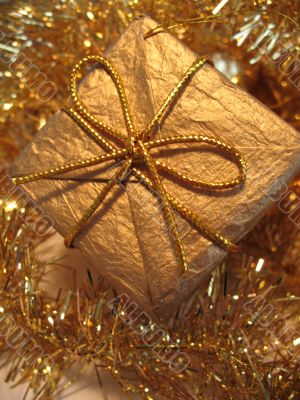 Golden christmas gift box