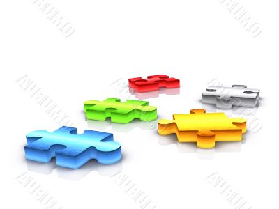 colour puzzle pieces - 3d render