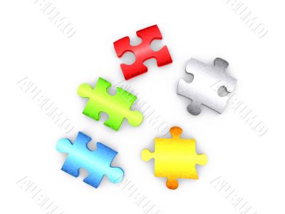 colour puzzle pieces - 3d render