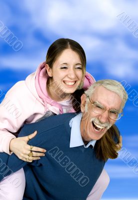 girl and her father having fun