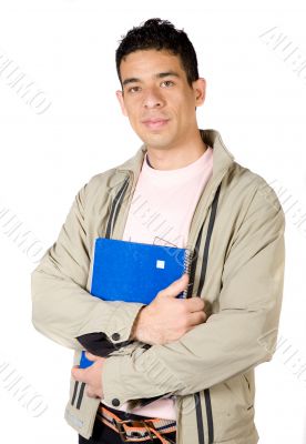 young student holding notebooks
