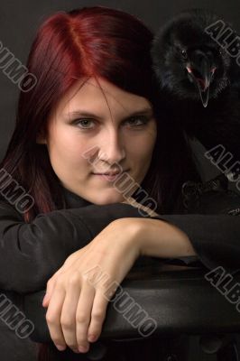 beautiful witch with raven