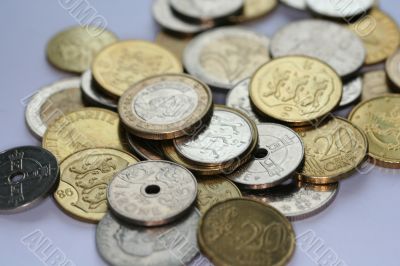 Europe coins on a table