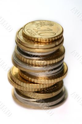 Europe coins isolated on white background
