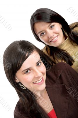 happy friends over white