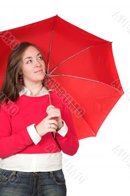 girl with red umbrella