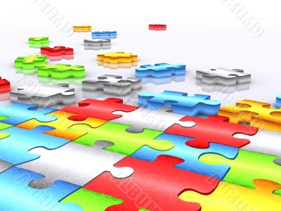colourful unfinished puzzle - 3d render